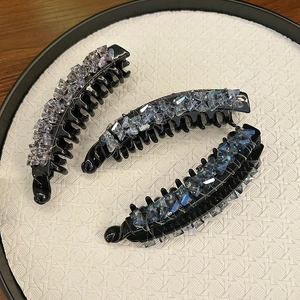 Elegant Banana Hair Clip With Artificial Crystal Embellishments Large Geometric Hair Claw For Women Daily Commute Hair Jewelry