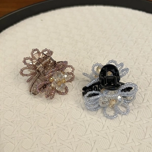 Handmade Flower Beaded Hair Claw Clip Artificial Crystal Exquisite Sweet Fairy Style Hair Accessories For Women