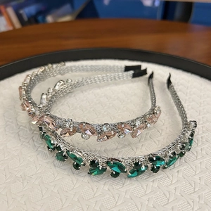 Cerchietto Sottile con Foglia di Strass per Donna Elegante Fascia per Capelli in Metallo con Cristallo Minimalista Accessori per Matrimonio Festa