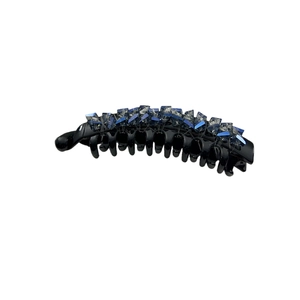 Elegant banana hair clip with blue crystals for ponytails and minimalist styling