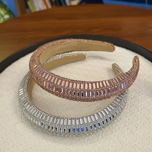 Serre-têtes larges luxueux avec strass brillants en argent et or rose pour femmes