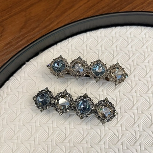 Vintage Alloy Geometric Square Rhinestone Hair Clip Elegant Electroplated Crystal Hairpin For Women Fashion Banquet Headwear