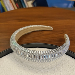 Serre-tête rembourré étincelant pour femme avec strass baguette et éponge épaisse chic