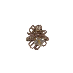 Exquisite handmade flower hair claw clip with purple crystal beads and tassel details