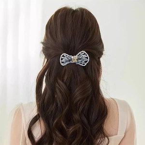Barrette à cheveux élégante avec cristaux bleus et perles pour coiffures coréennes