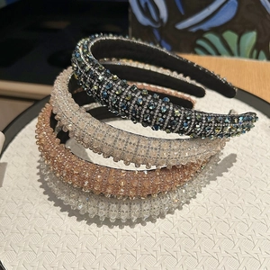 Luxury Rhinestone Padded Headband For Women Glitter Crystal Hair Hoop For Wedding Banquet Party Fashion Hair Accessories