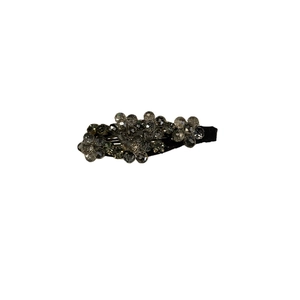 Elegante fermaglio per capelli con perle di cristallo grigio e base nera antiscivolo