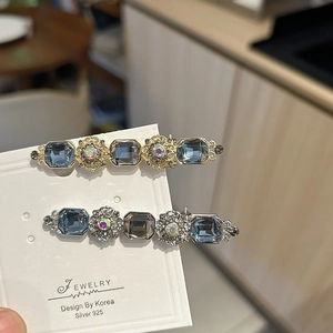 Vintage Alloy Rhinestone Duckbill Hair Clip Luxury Geometric Crystal Flower Hairpin For Women Daily Party Hair Accessory Gift