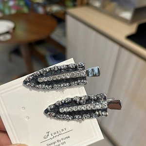 Luxury Alloy Rhinestone Hair Clips For Women Vintage Handmade Crystal Duckbill Side Clips Fashion Hair Accessories