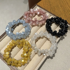 Korean Style Cat's Eye Beaded Hair Tie High Elasticity Elastic Hair Ring Minimalist Elegant Sweet Headwear For Women Daily