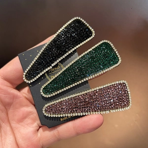 Korean Style Geometric Triangle Rhinestone Hair Clip For Women Alloy Handmade Sparkling Full Diamond Bangs Side BB Hairpin Accessory