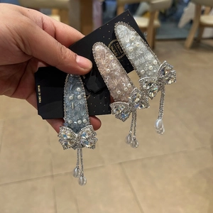 Pince à Cheveux de Luxe avec Nœud Papillon et Gland Strass Scintillants Künstliche Perle d'imitation Élégant Accessoire Cheveux Femme