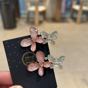 Pinces à Cheveux Papillon Doux Alliage Strass Bec de Canard Rose Fait à la Main Accessoires de Cheveux pour Femmes Filles Quotidien