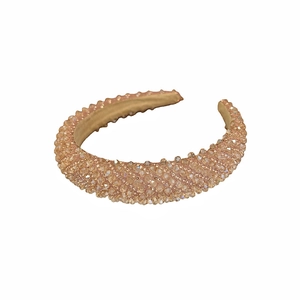 Serre-tête rembourré en cristal champagne avec strass facettés luxueux pour femmes