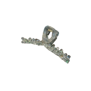 Sparkling crystal hair claw clip with silver fabric wrap and rhinestones for women