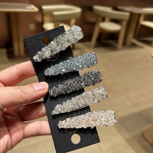 Sparkling Korean Style Rhinestone Alloy Hair Clip Elegant Geometric Duckbill Side Clip For Women Daily Party Hair Accessories