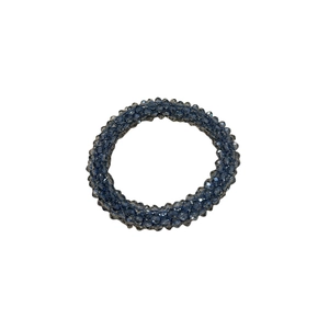 Elastic blue crystal beaded hair tie with multi-layered faceted beads for women