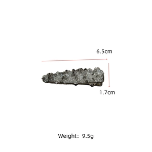 Detailed view of the 6.5cm rhinestone duckbill hair clip with grey sparkling stones