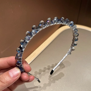 Serre-tête en Cristal de Strass Bleu Fait à la Main Style Coréen Élégant Fin Accessoires Cheveux Mariage Fête Femme