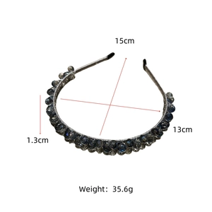 Spécifications de taille du serre-tête en cristal bleu avec largeur de 1,3 cm et poids 35,6 g