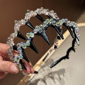 Cerchietto per Capelli in Cristallo Stile Coreano Con Denti Pettine per Capelli Fatto a Mano Antiscivolo per Donna Accessori per Capelli Eleganti