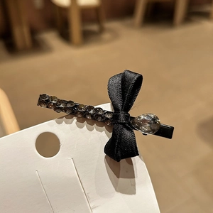 Pince à Cheveux Nœud en Velours Français Vintage Strass Élégante Fait à la Main Alliage Bec de Canard pour Femme Coiffe Bijou