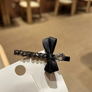 Barrette à cheveux vintage en velours avec strass gris et gemme goutte d'eau