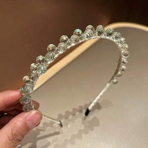 Sparkling crystal beaded headband for women featuring iridescent multifaceted glass beads