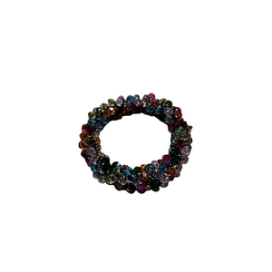 Colorful faceted crystal bead elastic hair tie and ponytail holder for women
