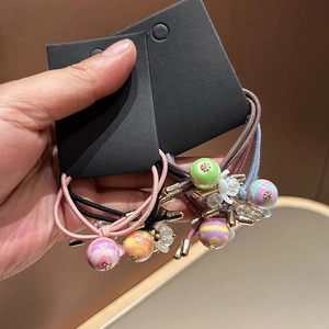 Korean Style Sweet Crystal Flower Hair Ties Handmade High Elastic Beaded Ponytail Holders Delicate Hair Scrunchies For Women