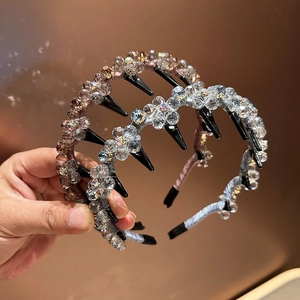 Serre-tête de Fleur en Cristal Artificiel Fait à la Main Luxe Serre-tête Perlé Avec Clips Intégrés Femme