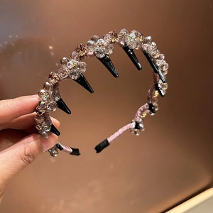 Serre-tête de luxe en perles de cristal avec pinces à cheveux intégrées pour coiffure