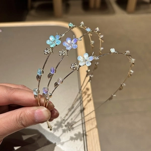 Serre-tête Élégant en Alliage de Fleurs Douces Irisé Künstliche Perles Strass Bandeau Cheveux Romantique Accessoires pour Femmes Mariage Fête