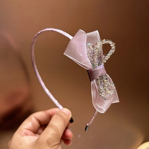 Elegant lavender crystal butterfly hair clip for women with handmade beaded bow detail