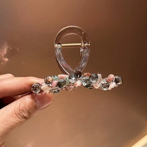 Pince à Cheveux à Perles de Cristal Faite Main pour Femmes Elégante Pince Crabe en Résine Accessoires de Coiffure Cadeau