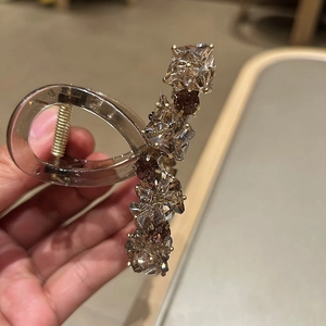 Pince à cheveux élégante de luxe avec cristaux de champagne et strass pour femme