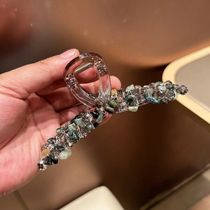 Pince à Cheveux Coréenne Fait à la Main en Pierre Naturelle de Cristal Grande Petite Accessoires de Cheveux en Résine pour Femmes Élégante