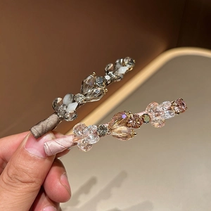 Sparkling crystal duckbill hair clips with vintage rhinestones and satin ribbon wrap