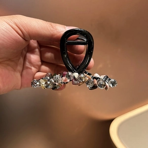 Pince à cheveux 13cm faite main avec cristaux et pierres roses pour coiffure élégante