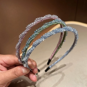 Eleganter Handgefertigter Künstlicher Kristall Perlen Haarreif Für Damen Funkelndes Dünnes Verdrehtes Haarband Tägliches Accessoire