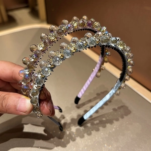 Vintage Französischer Stil Künstlicher Kristall Perlen Stirnband Für Damen Elegant Strass Rutschfest Haarreif Handgefertigt Satin Kopfschmuck