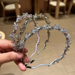 Korean Style Sweet Forest Crystal Rhinestone Headband Handmade Fairy Hair Hoop Thin Frame Hair Accessories For Women