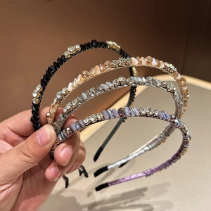 Elegant Rhinestone Artificial Crystal Beaded Thin Headband For Women Handmade Korean Style Headband Fashion Hair Accessories Party Jewelry