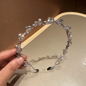 Elegant purple satin headband with sparkling crystal embellishments for women