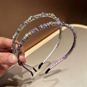 Elegant thin crystal headbands set with shimmering rhinestones and beads for women
