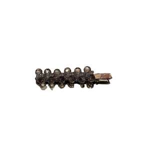 Elegant Korean style crystal duckbill hair clip with dark amber resin beads for women