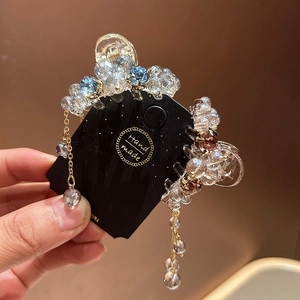 Korean Style Mini Artificial Crystal Tassel Hair Claw Clip Handmade Rhinestone Flower Hair Accessory For Women Jewelry