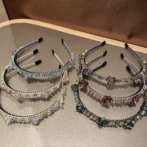 Serre-têtes élégants à fleurs en cristal avec perles colorées pour coiffure de luxe