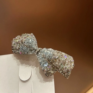 Élégante Pince à Cheveux à Ressort en Alliage Strass Nœud Iridescent Cristal Accessoire Cheveux Femme Mariage Fête