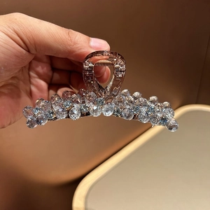 Pince à cheveux élégante en cristal doré champagne avec strass facettés pour femme